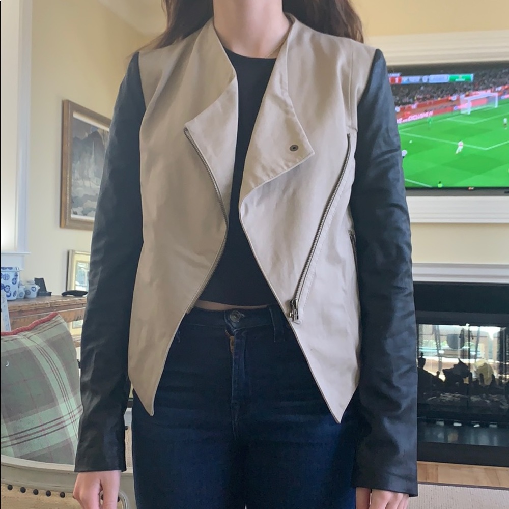 Aqua accented biker jacket